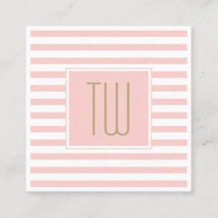 Elegant Monogrammerad Rosa Guld Text Modern Fyrkantigt Visitkort