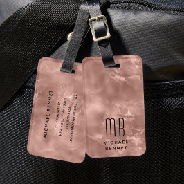 Elegant Monogrammerad Roséguld Bagagebricka