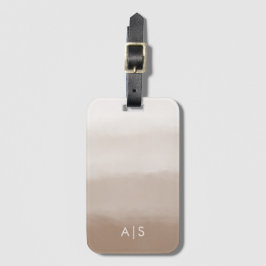 Elegant Monogrammerad Vattenfärgssvamp Brun Ombre Bagagebricka