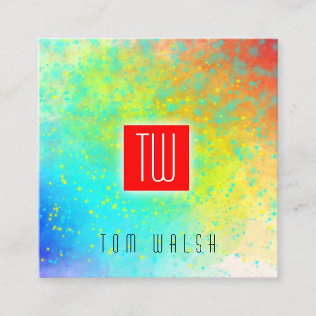 Elegant Monogrammerat Färgrikt Kort (Framsida)