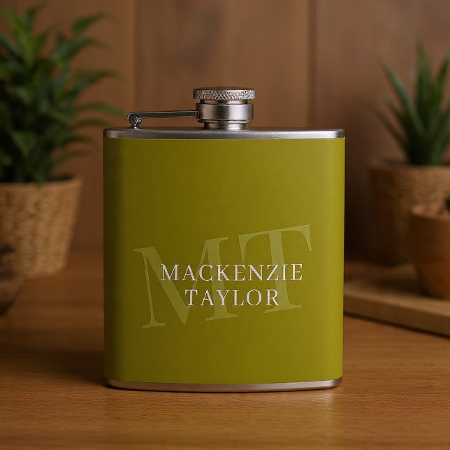 Elegant monogramnamn Personlig text  Fickplunta (Elegant Monogram Name Personalized Text Flask by Ricaso. Great gift idea. Custom monogrammed)