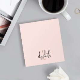 Elegant monogramnamn Rosa guldskrift Anteckningsblock
