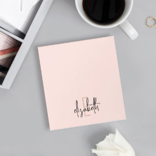 Elegant monogramnamn Rosa guldskrift Anteckningsblock