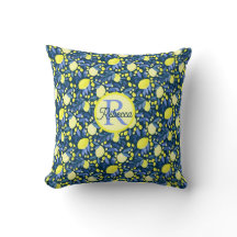Elegant monogramnamn rustika citrusar lemon blå bl