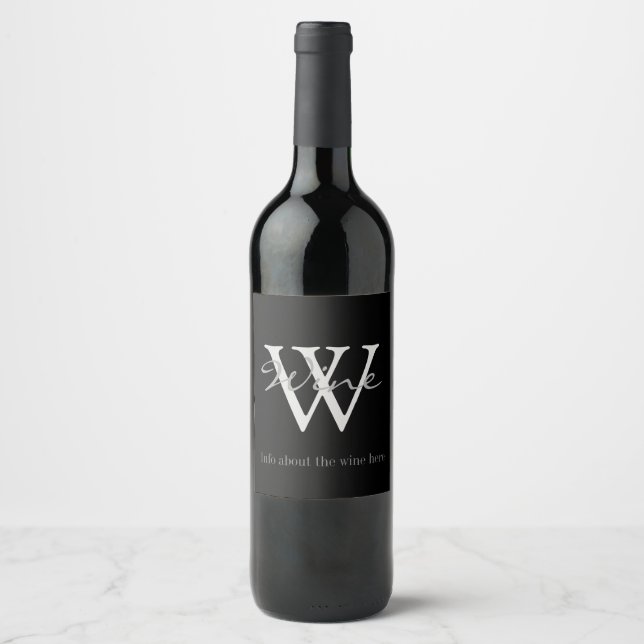 Elegant Monogramvinetikett för Firande Vinflaska Etikett (Framsida)
