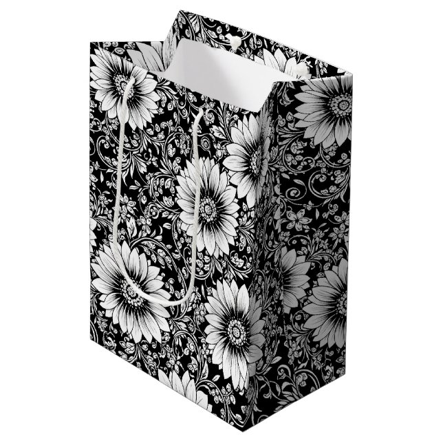 Elegant monokrom blomsterlyx mönster (5) (Framsidan Vinklad)