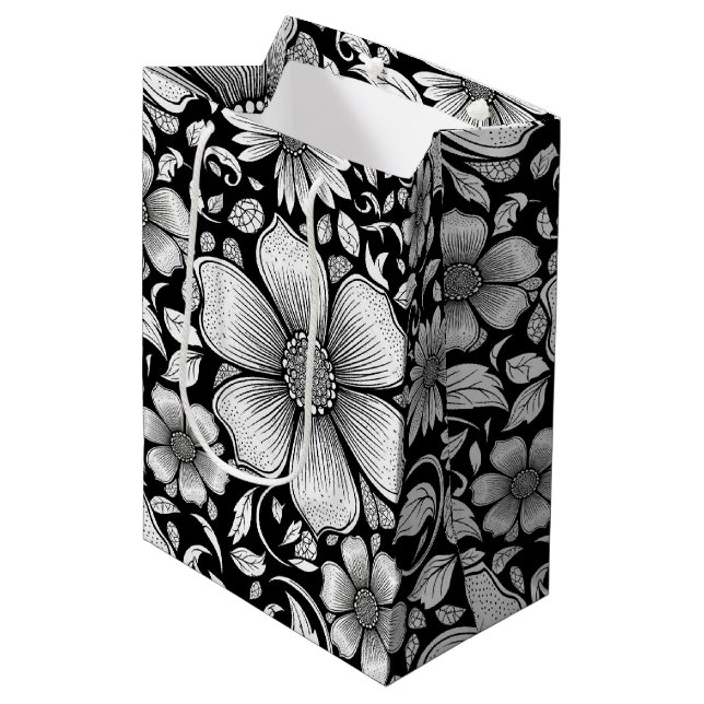 Elegant monokrom blomsterlyx mönster (6) (Framsidan Vinklad)
