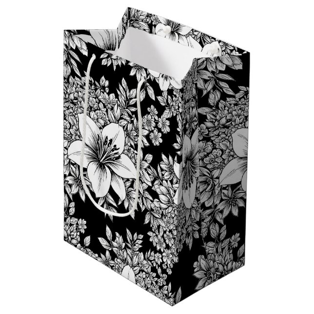 Elegant monokrom blomsterlyx mönster (8) (Framsidan Vinklad)