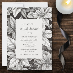 Elegant monokrom julstjärna brud shower  inbjudningar