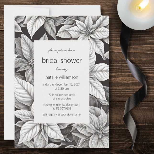 Elegant monokrom julstjärna brud shower  inbjudningar (Skapare uppladdad)
