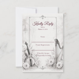 Elegant Monokrom Musikbröllop OSA Kort