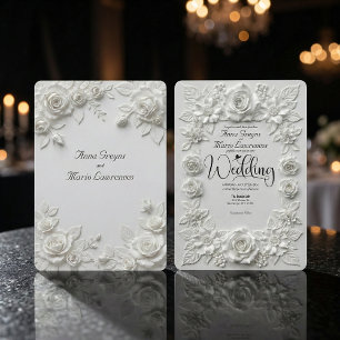 Elegant Monokrom Off White Ros Inbjudningar
