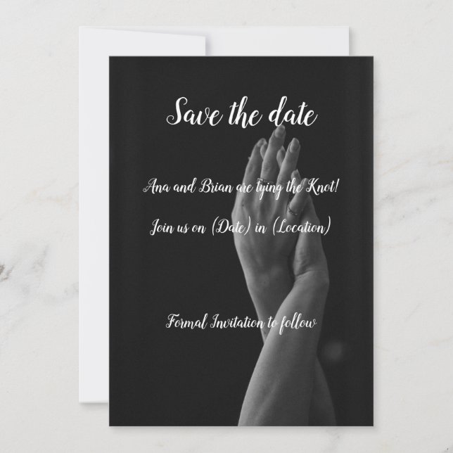 Elegant monokrom "Save the Date"-kort Inbjudningar (Framsida)