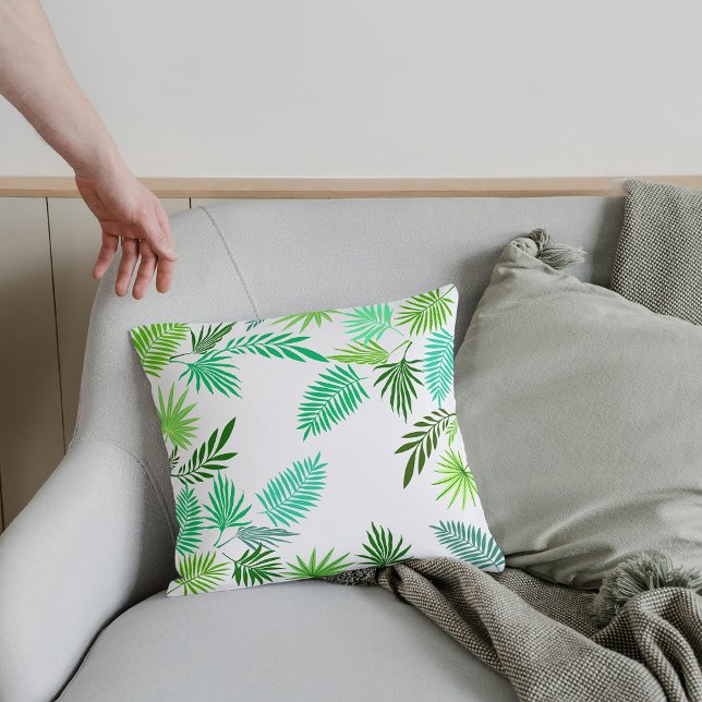 Elegant Monokrom Tropical Löv Mönster Kudde (Skapare uppladdad)