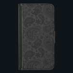 Elegant Monokromatisk Vintage Paisley Mönster Plånboksfodral För Samsung Galaxy S5<br><div class="desc">Elegant,  monokrom vintage paisley mönster. Föränderlig mörk grått-bakgrund färg mot svart paisley.</div>