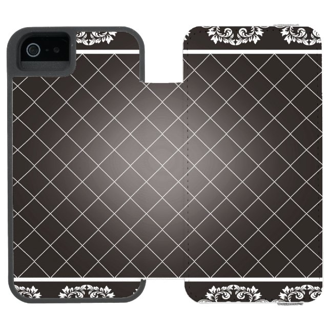 Elegant Monokrome Damask iPhone-plånboksfall Incipio iPhone Wallet Skal (Folio Öppen)