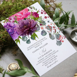 Elegant Monokrome Watercolor Blommigt Bröllop Inbjudningar