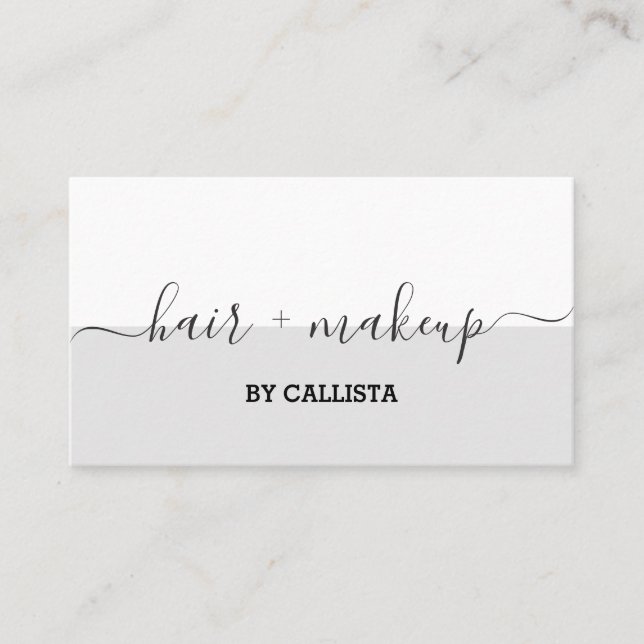 Elegant, monokromt skript - Hair Makeup Visitkort (Framsida)