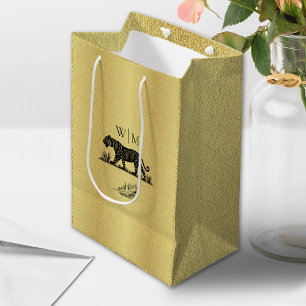 Elegant Mönster Guld svart monogram medelstor gåva