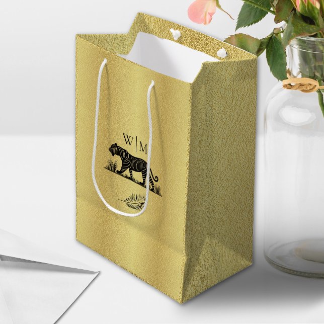 Elegant Mönster Guld svart monogram medelstor gåva (Skapare uppladdad)