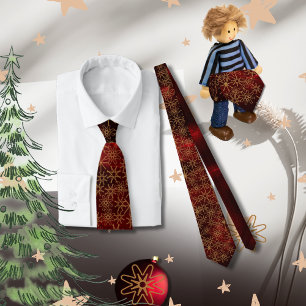 Elegant Mönster jul Red Guld Neck Tie Slips