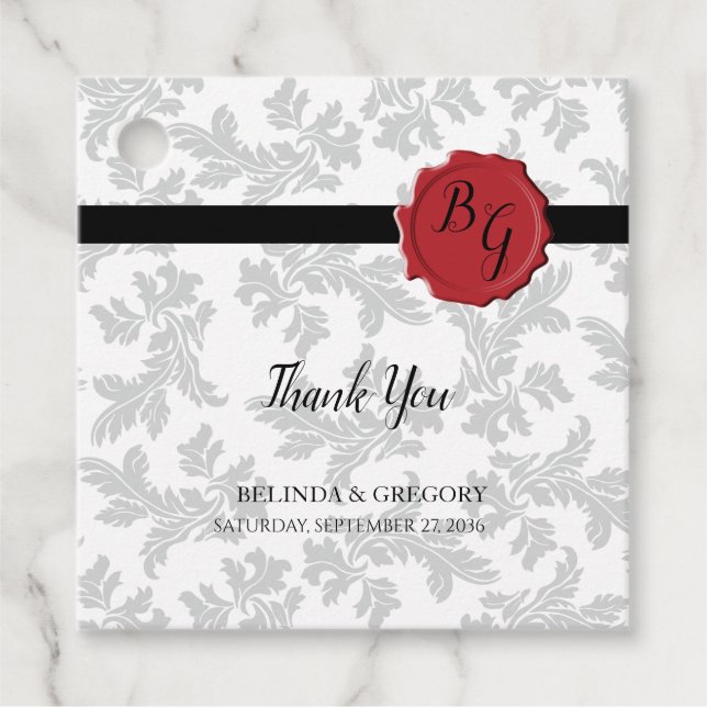 Elegant Mönster & Vax Seal Bröllop Gift Gåvor Etiketter (Framsida)