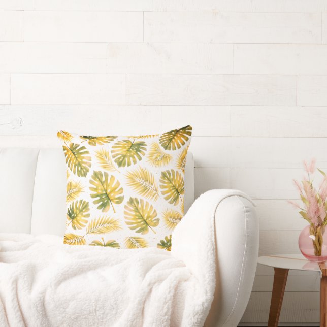 Elegant Monstera and Palm Leaves Pattern Kudde (Soffa)