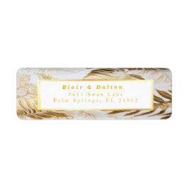Elegant Monstera Guld Bröllop Returadress Returadress Etikett