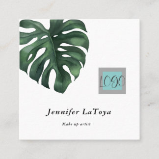 Elegant Monstera Logo  Fyrkantigt Visitkort