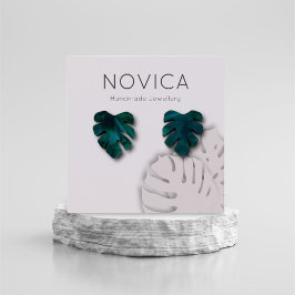 Elegant Monstera Löv Visning Earring Card Fyrkantigt Visitkort