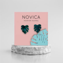 Elegant Monstera Löv Visning Earring Card