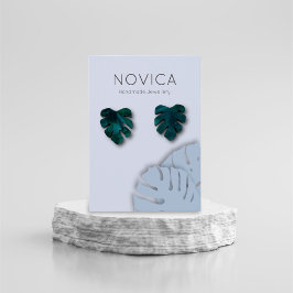 Elegant Monstera Löv Visning Earring Card Visitkort