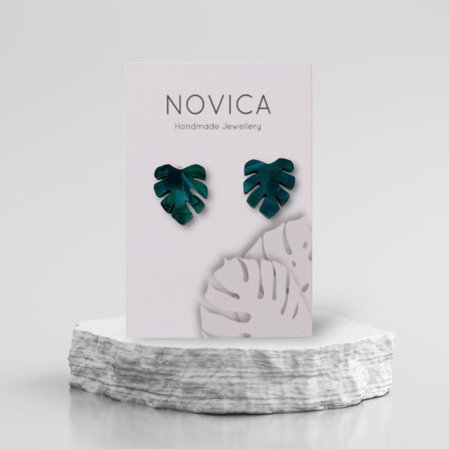 Elegant Monstera Löv Visning Earring Card Visitkort (Skapare uppladdad)