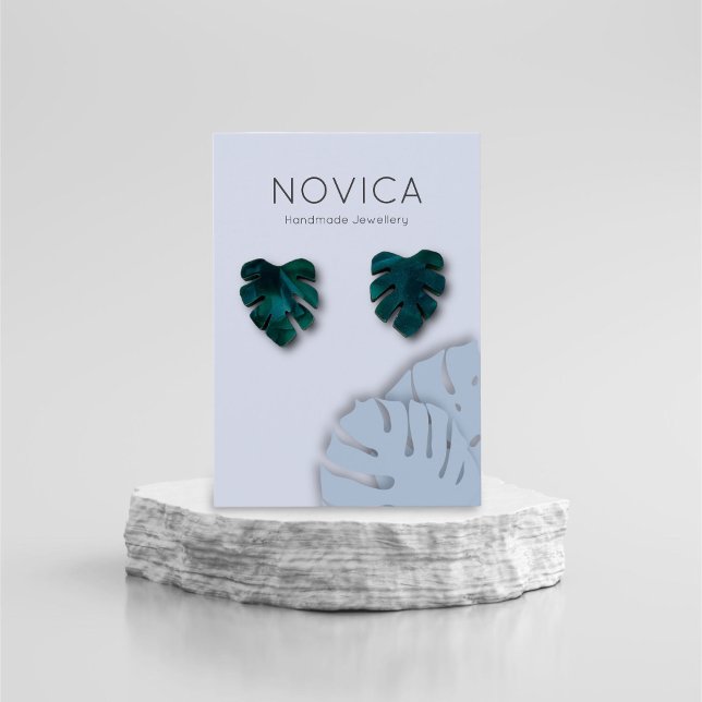 Elegant Monstera Löv Visning Earring Card Visitkort (Skapare uppladdad)