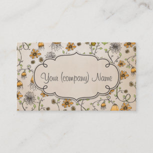 Elegant mönsterblommagult/beige visitkort