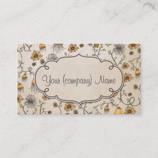 Elegant mönsterblommagult/beige visitkort
