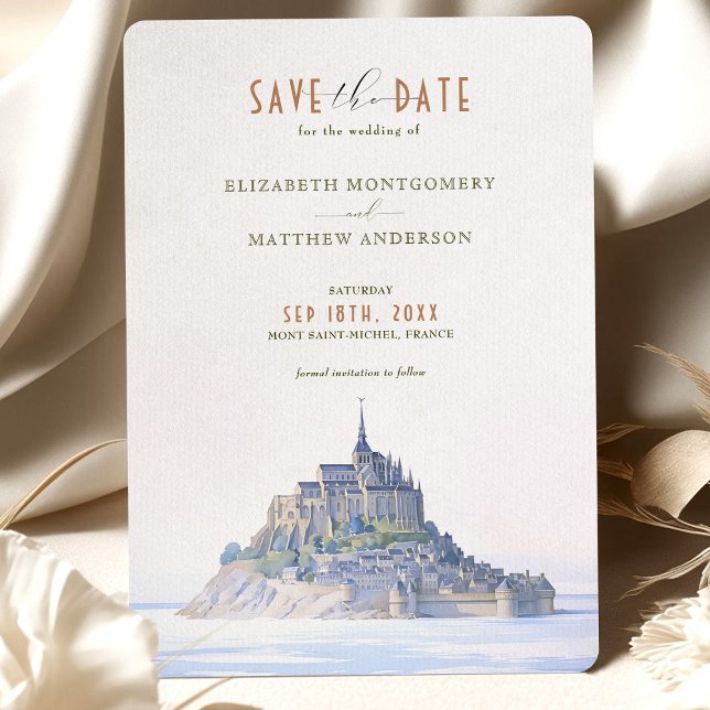 Elegant Mont Saint-Michel Spara-the-date Inbjudningar (Skapare uppladdad)