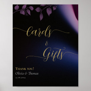 Elegant Moody Black Mörk Lila Eucalyptus Bröllop Poster