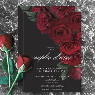 Elegant Moody Blodbild Ro Blommigt Par Shower Inbjudningar