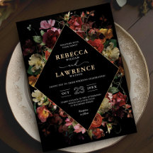 Elegant moody blommigt svart bröllop