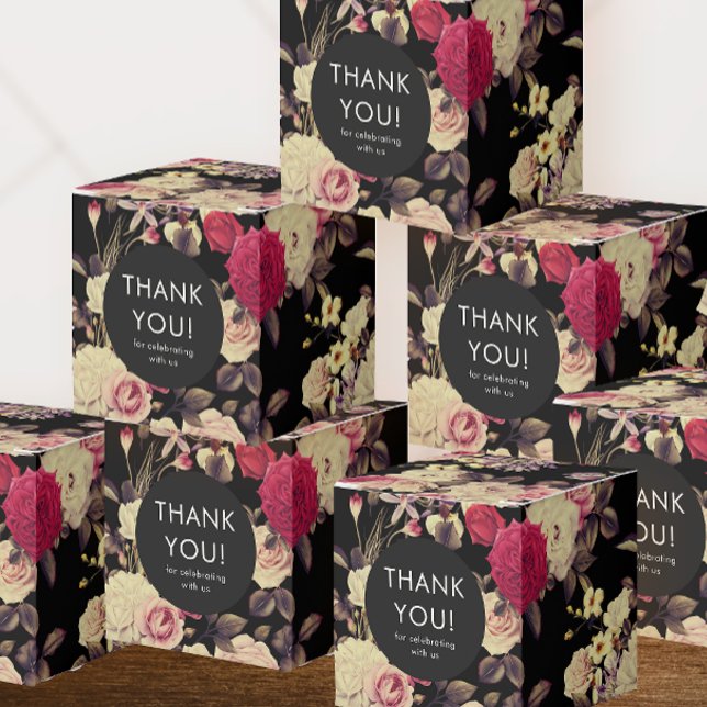 Elegant Moody Blommigten Bröllop Tack Presentaskar (Set of beautiful floral favor boxes to thank wedding guests.)
