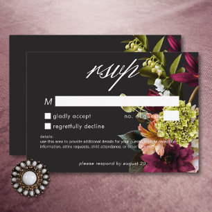 Elegant Moody Burgundy & Rosa Blommigt, ingen midd OSA Kort