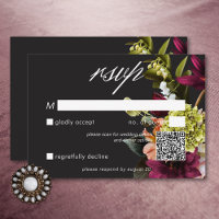 Elegant Moody Burgundy & Rosa Blommigt QR-kod