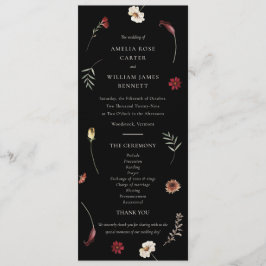 Elegant Moody höstblomma Bröllop Program