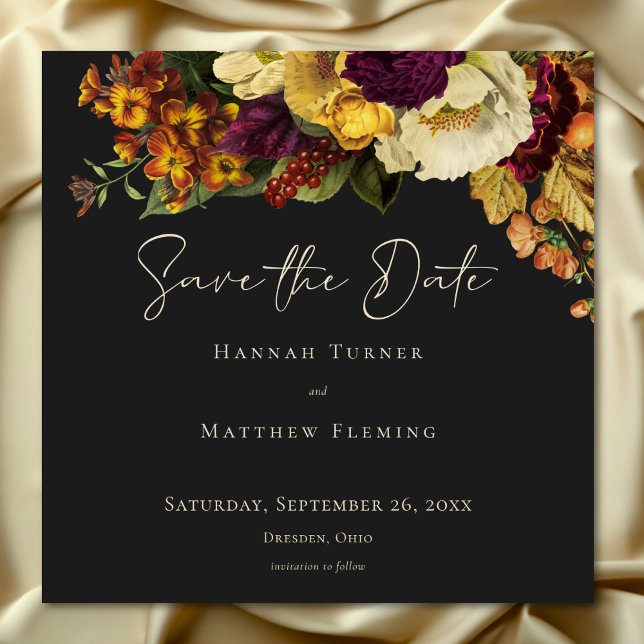 Elegant Moody Judiska Vintagen Blommigt Bröllop Spara Datumet (Elegant Moody Jewel Vintage Floral Wedding Save The Date)