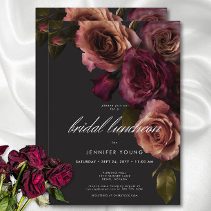 Elegant Moody Möhippa för Rust & Burgundy Blommigt Inbjudningar