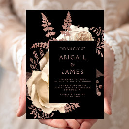 Elegant Moody Mörkens Blommigt Elfenbenskusten Ro Inbjudningar