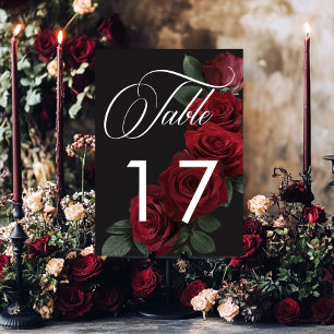 Elegant Moody Röd ros Blommigt Bordsnummer