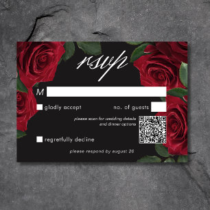 Elegant Moody Röd ros Blommigt QR- kod för OSA Kort