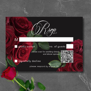 Elegant Moody Röd ros Blommigt QR- kod för  OSA Kort